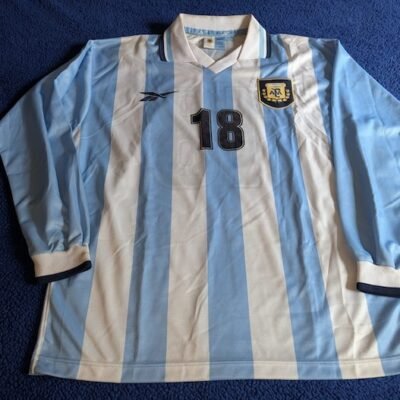ARGENTINA NATIONAL TEAM JERSEY MATCH WORN RETRO LONG SLEEVE 18